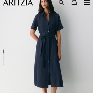Aritzia Wilfred Wleta Button Down Dress Dark Navy